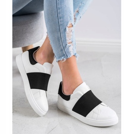 SHELOVET Slip-on sko med elastik hvid sort 2