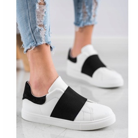 SHELOVET Slip-on sko med elastik hvid sort 1