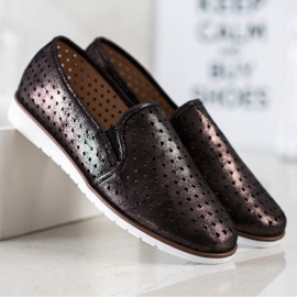 Kylie Skinnende Openwork Slipons brun 1