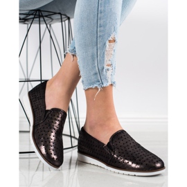 Kylie Skinnende Openwork Slipons brun 2