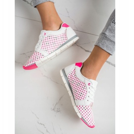 Kylie Hvide og lyserøde Openwork sneakers 2
