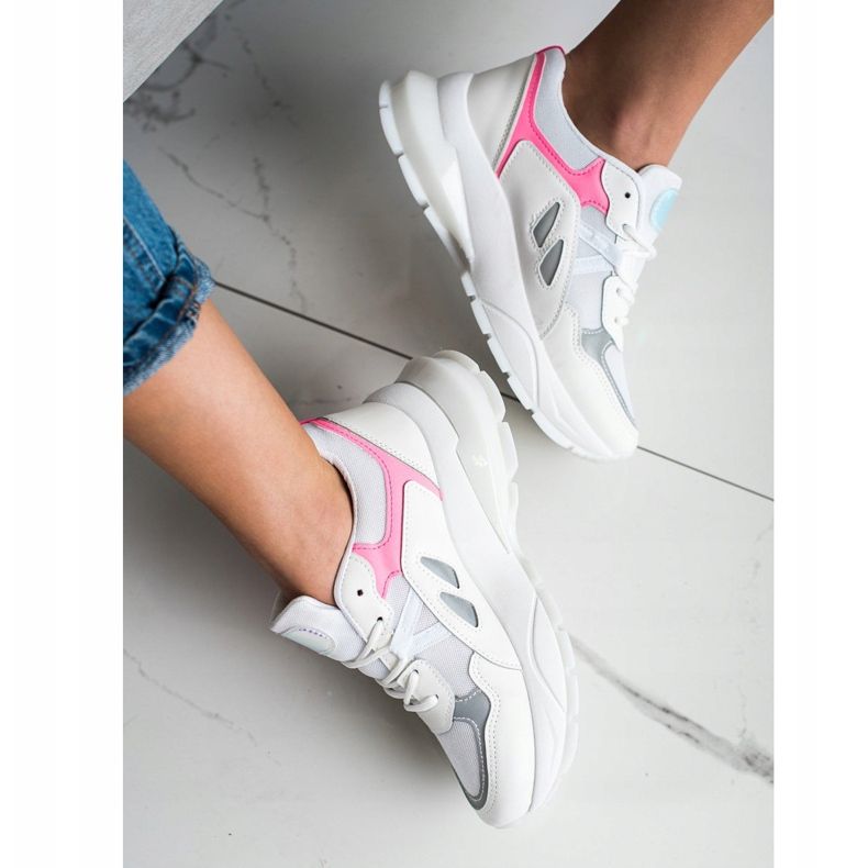 SHELOVET Sneakers på platformen med mesh hvid lyserød 1