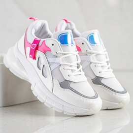 SHELOVET Sneakers på platformen med mesh hvid lyserød 2