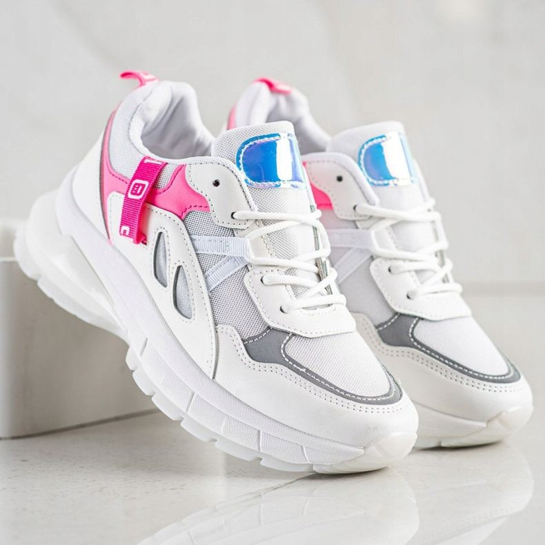 SHELOVET Sneakers på platformen med mesh hvid lyserød 2