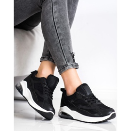 SHELOVET Sorte sneakers med mesh 1