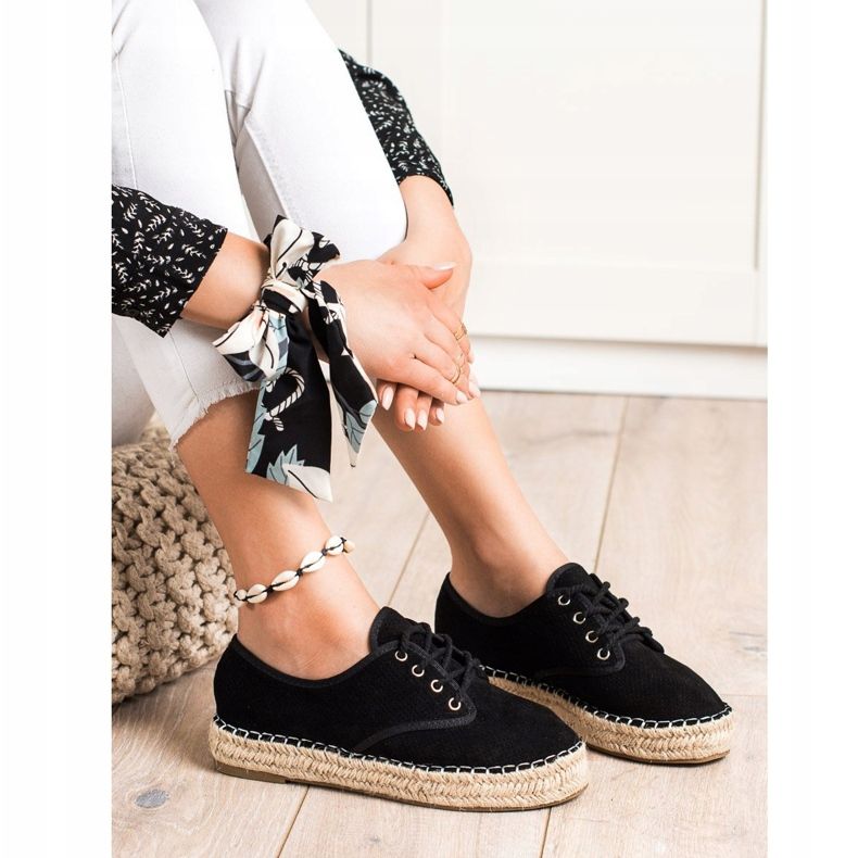 SHELOVET Ruskind Espadrilles sort 1