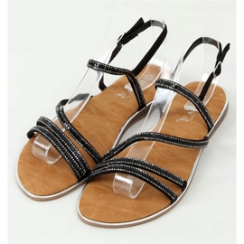 Sandaler med sorte kubiske zirkoner SM0023 Sort 1