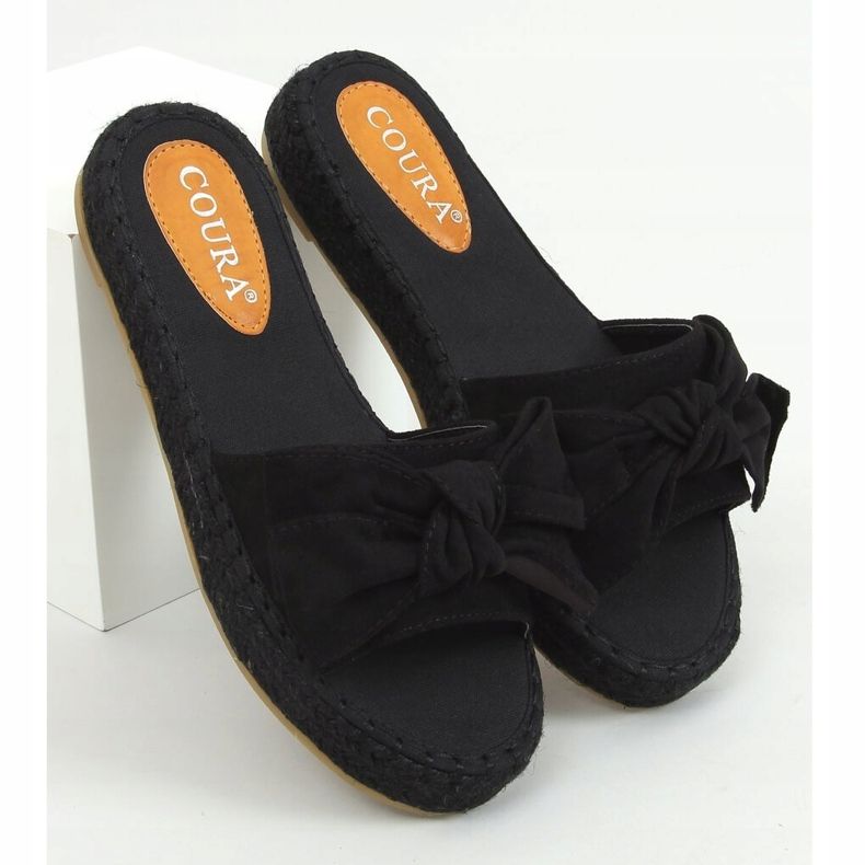 Sorte espadrilletøfler med sløjfe 266 Sort 1