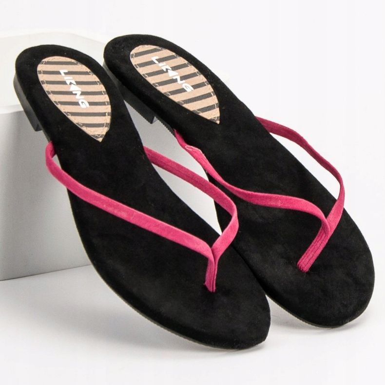 SHELOVET Klassiske flip-flops sort lyserød 1