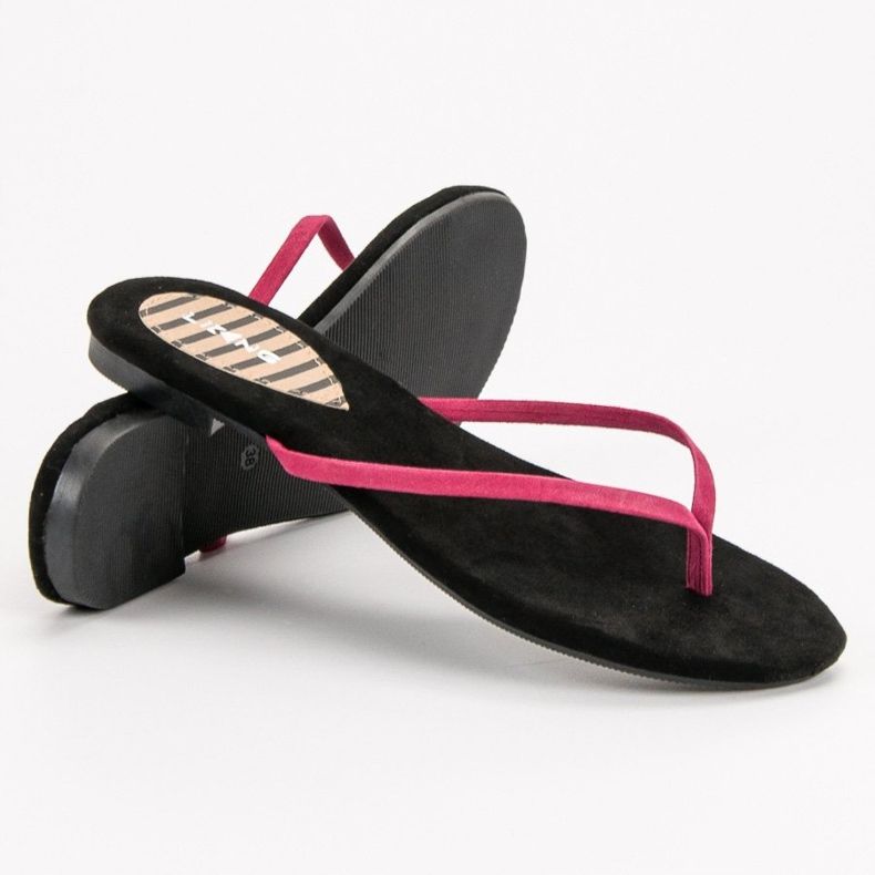 SHELOVET Klassiske flip-flops sort lyserød 2