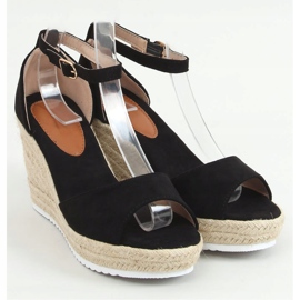 Sorte sandaler espadriller på kiler 888-89 Sort 1