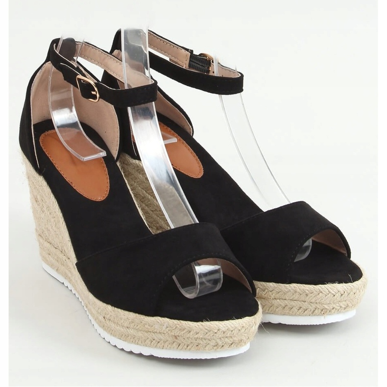 Sorte sandaler espadriller på kiler 888-89 Sort 1