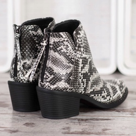SHELOVET Snake Print Boot hvid sort 1