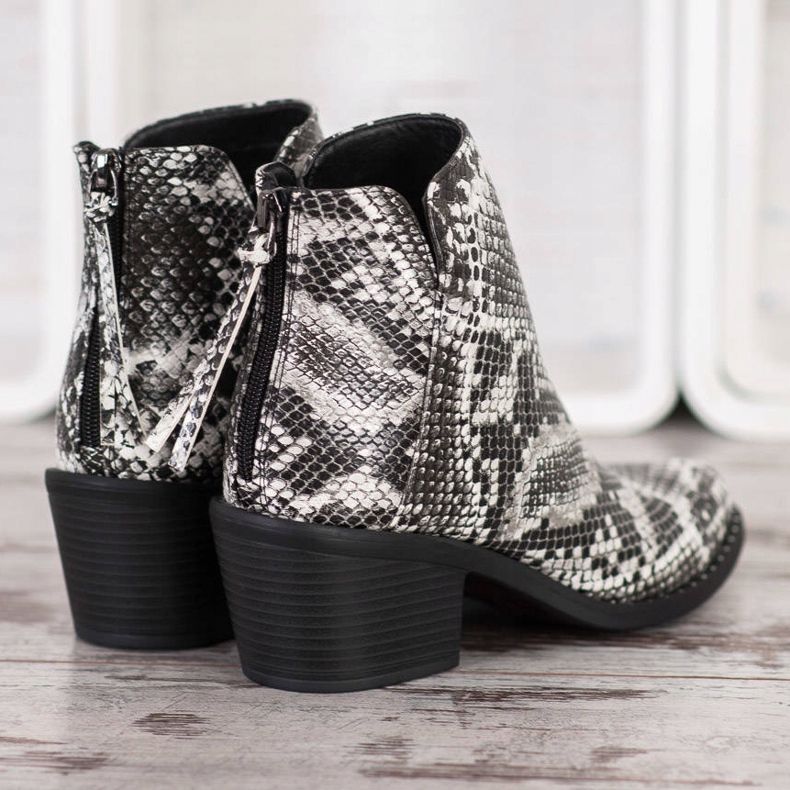 SHELOVET Snake Print Boot hvid sort 1