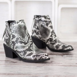 SHELOVET Snake Print Boot hvid sort 2
