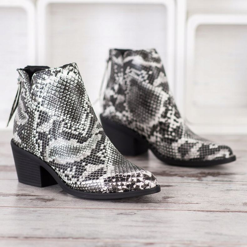 SHELOVET Snake Print Boot hvid sort 2