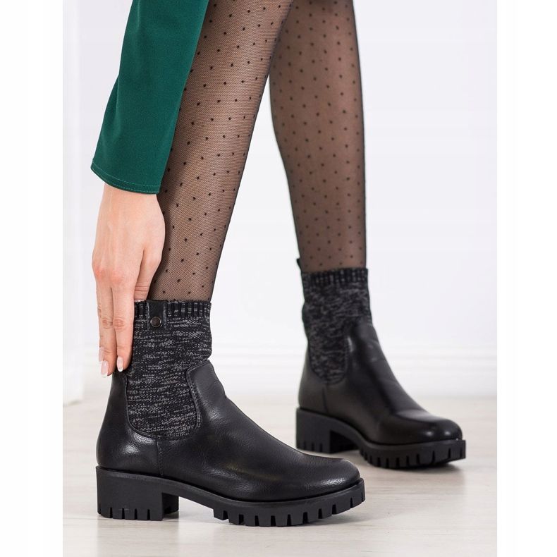 M.Daszyński Slip-on støvler på platformen sort 1
