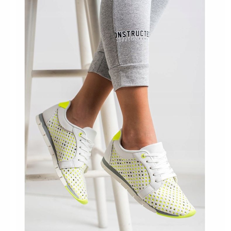 Kylie Hvide og grønne Openwork sneakers 1