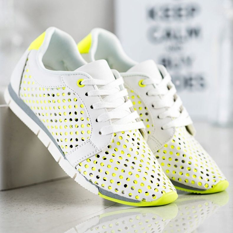 Kylie Hvide og grønne Openwork sneakers 2
