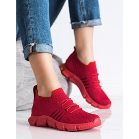 SHELOVET Openwork sneakers på platformen rød 1