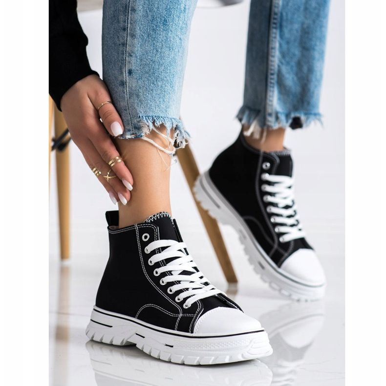 SHELOVET Sorte høje sneakers 2