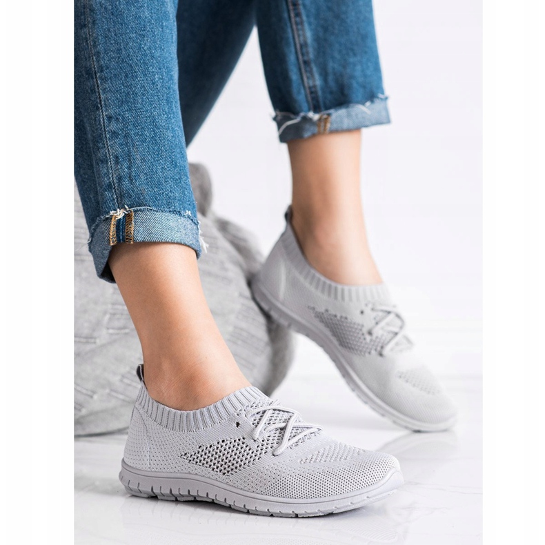 SHELOVET Grå openwork sneakers 1