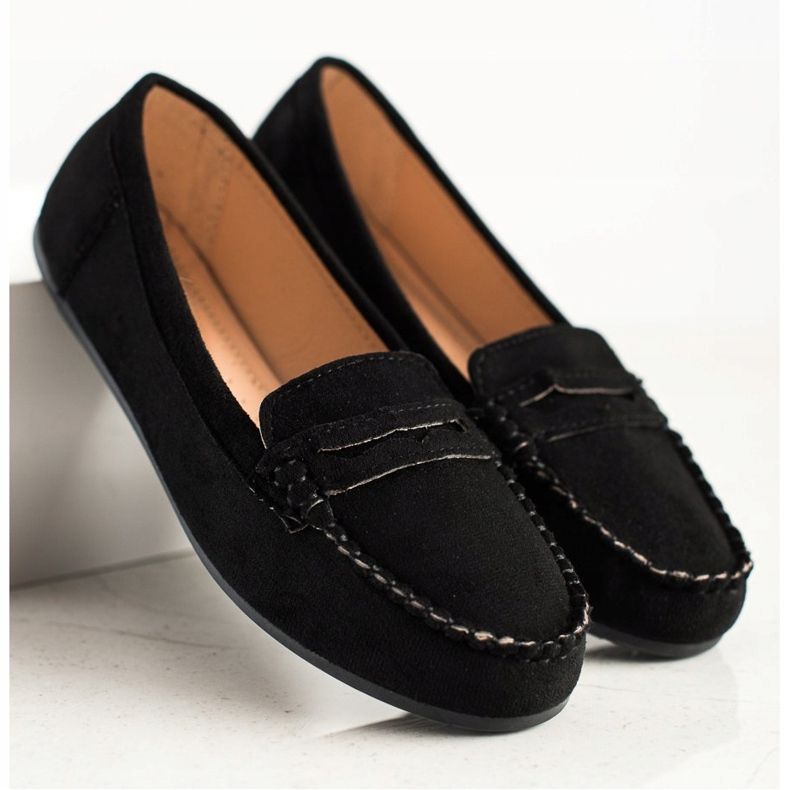 Super Me Loafers i sort ruskind 1