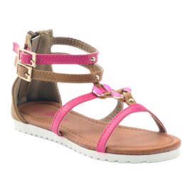 American Club Gladiator sandaler børnesko på den amerikanske pink lynlås lyserød brun hvid 1