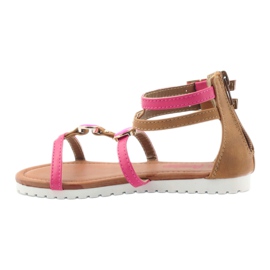 American Club Gladiator sandaler børnesko på den amerikanske pink lynlås lyserød brun hvid 2