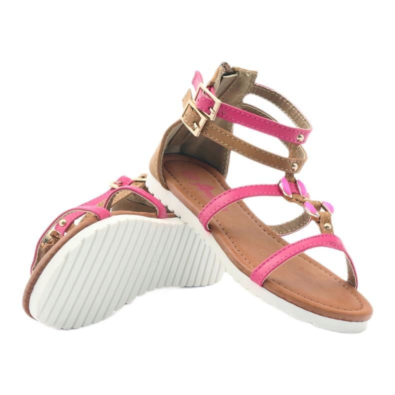 American Club Gladiator sandaler børnesko på den amerikanske pink lynlås lyserød brun hvid 3