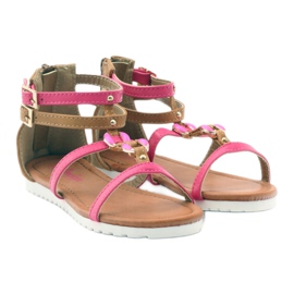 American Club Gladiator sandaler børnesko på den amerikanske pink lynlås lyserød brun hvid 4