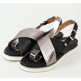 Sorte kvinders sandaler MJF745-9 Sort sølv 1