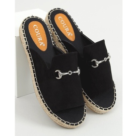 Sorte espadrilletøfler med spænde 8294 Sort 1