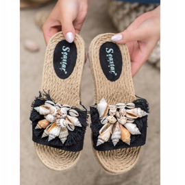 Seastar Moderigtige flip-flops med skaller sort 1
