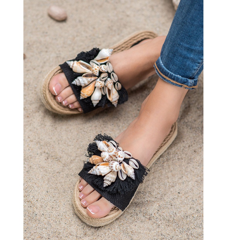 Seastar Moderigtige flip-flops med skaller sort 2