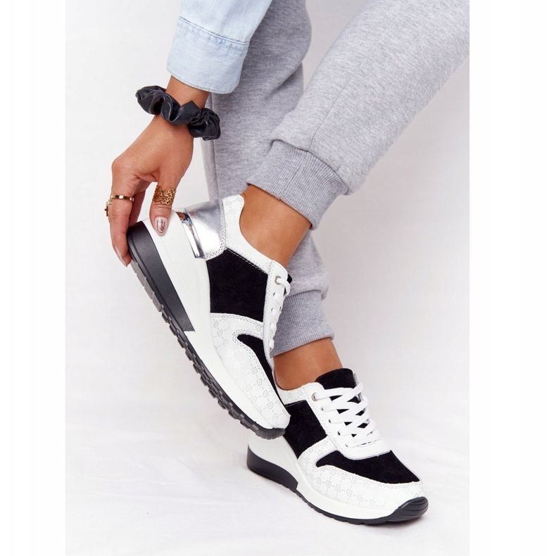 Læder Wedge Sneakers S.Barski Sort-Hvid 1