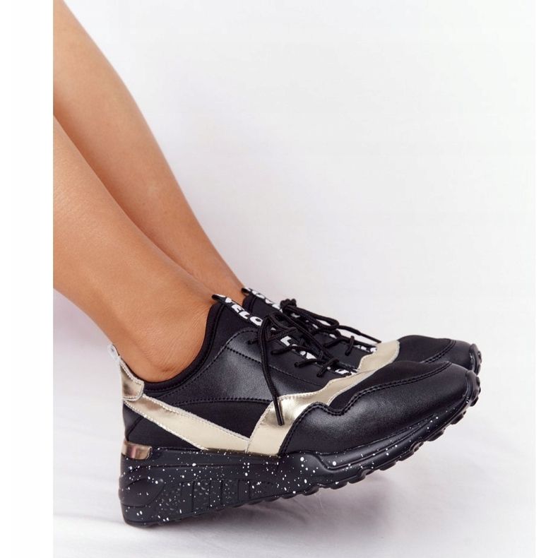 Læder Wedge Sneakers S.Barski Sort og Guld 1