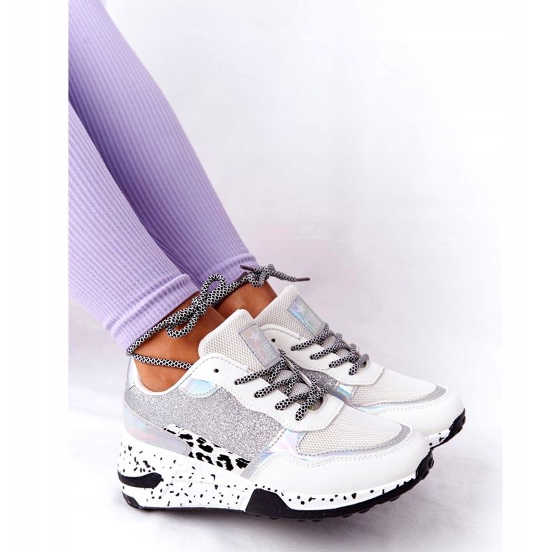 NEWS Dame Wedge Sneakers Hvid Med Brocade Avery 21SP26-3974 sort sølv 3