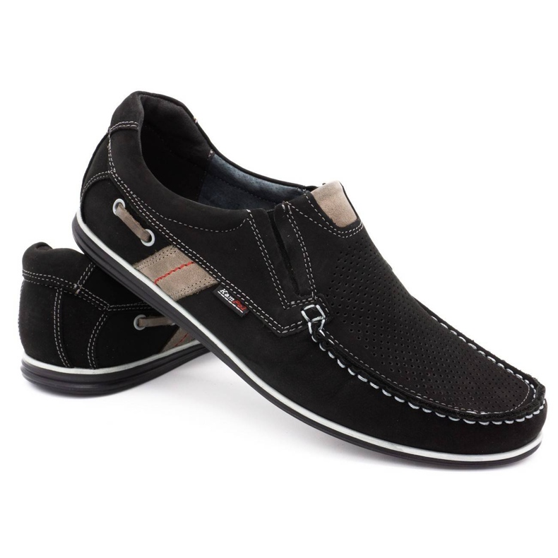 Kampol Mænds openwork loafers til sommer 53/3 / P sort beige 4