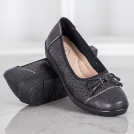 SHELOVET Openwork Ballerina På Paltform sort 2