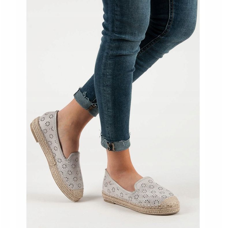 SHELOVET Ruskind Openwork Espadrilles grå 2