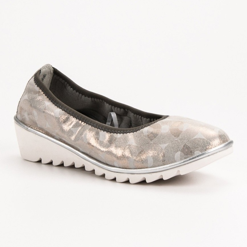 Filippo Læder Ballerina On Wedge beige gylden 1