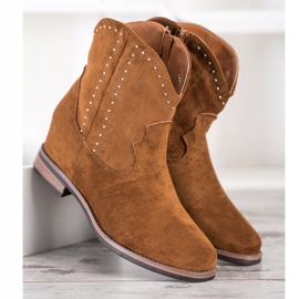 Ideal Shoes Moderigtige brune cowboystøvler 2