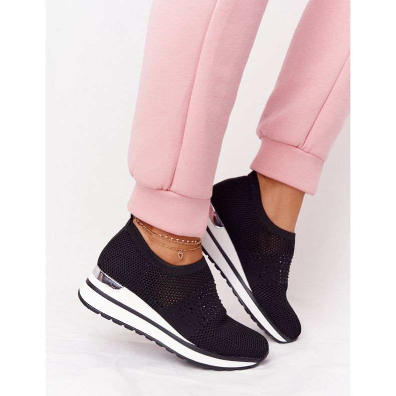 Openwork Sneakers Slip-On On Wedge Sort Sophia hvid 2