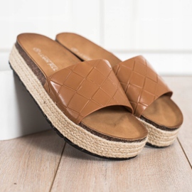 SHELOVET Platform flip-flops brun 1