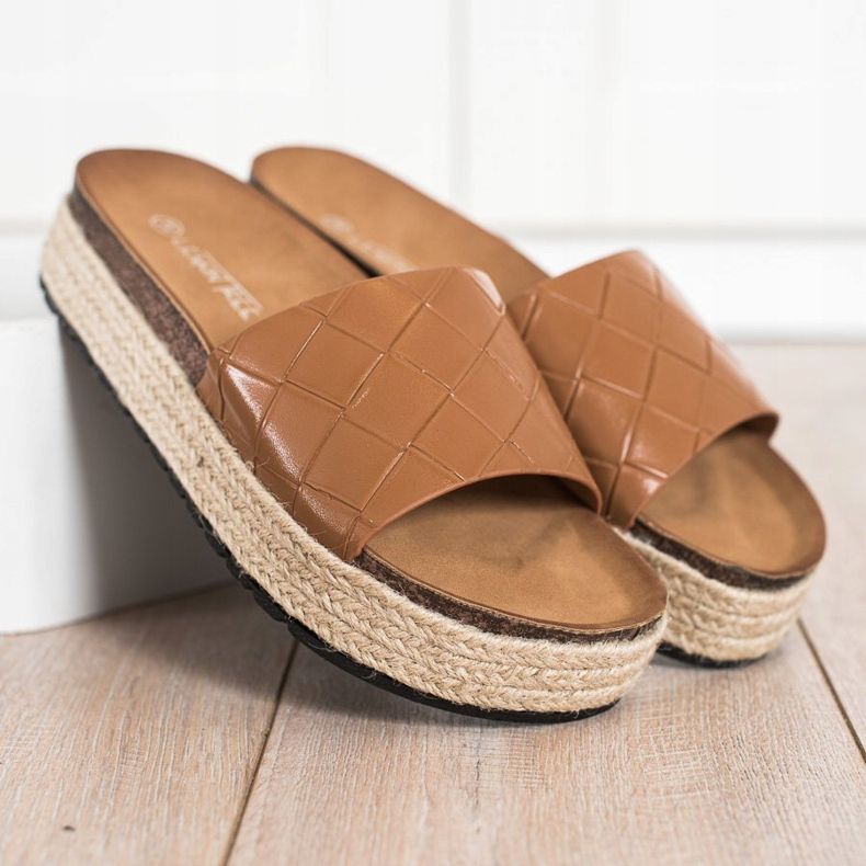 SHELOVET Platform flip-flops brun 1