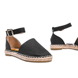 Sorte espadriller med slangeskindsmotiv 1