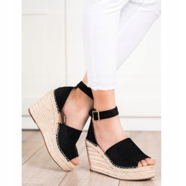 SHELOVET Sorte kile sandaler 1