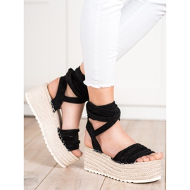 SHELOVET Bundet Espadrilles sandaler sort 2