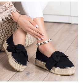SHELOVET Sort Espadrilles med sløjfe 1